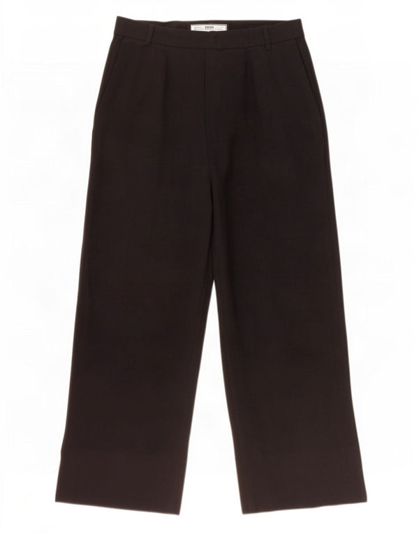 Calça feminina Zara com cintura alta e perna larga, médio W28 L26 preta