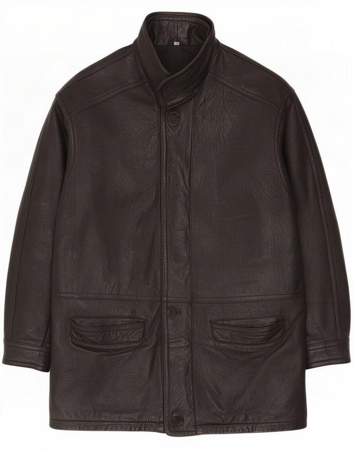 Casaco de couro masculino vintage Reino Unido 40 grande preto