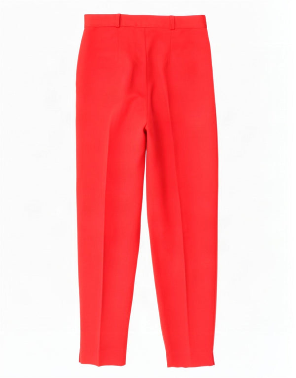 Calça casual afunilada de cintura alta feminina vintage W28 L28 poliéster vermelho