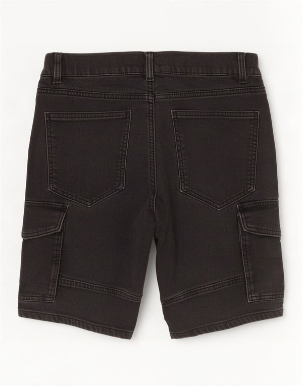 Zara Mens Cargo Denim Shorts EU 42 Grande W32 Algodão Cinza