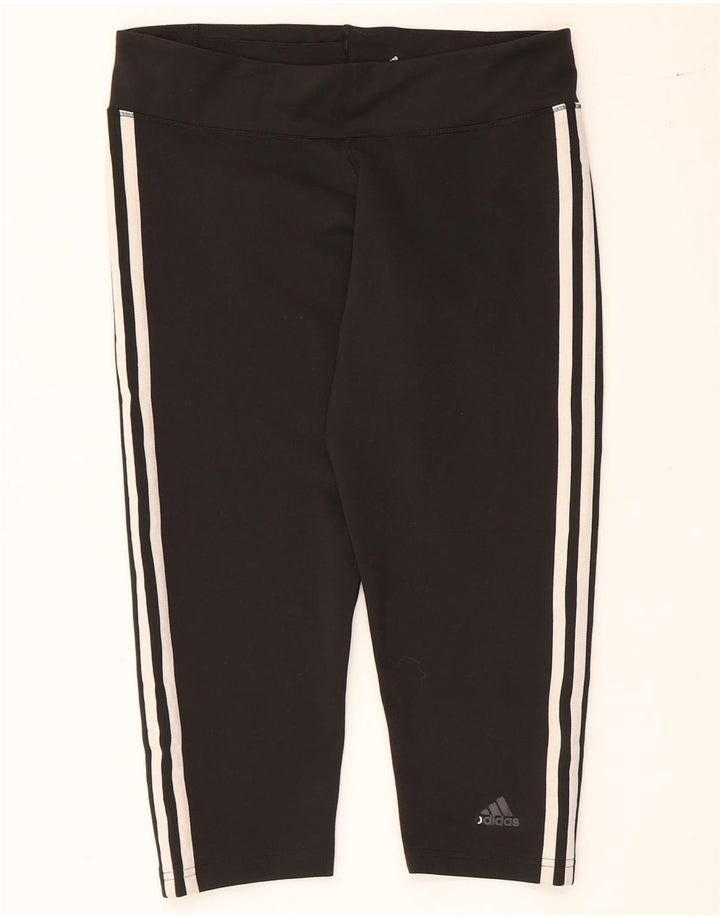 ADIDAS Womens Climalite Capri Leggings UK 12/14 Médio Preto Poliéster