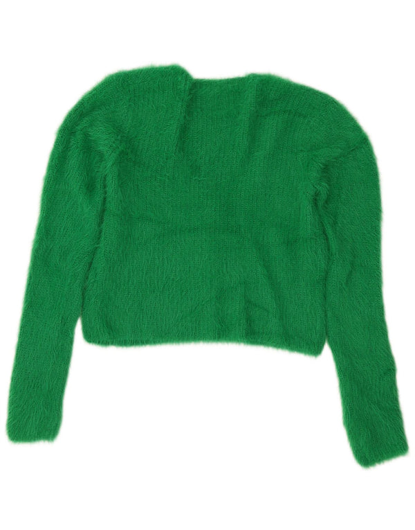 Suéter cardigã feminino Zara UK 12 nylon verde médio