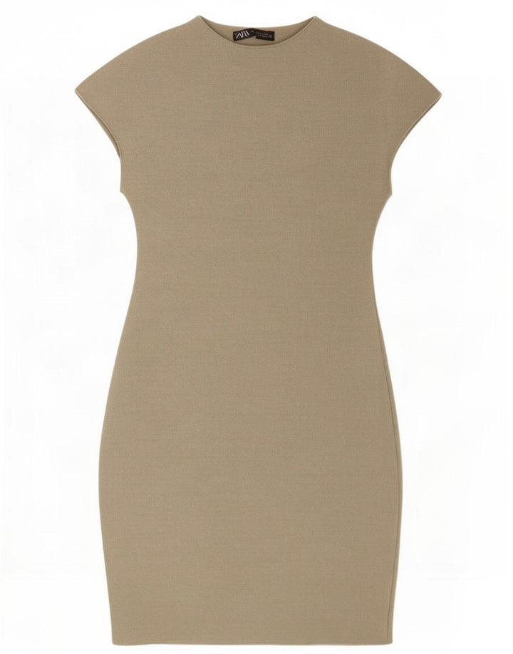 Vestido bodycon feminino Zara Reino Unido 8 pequeno viscose cinza