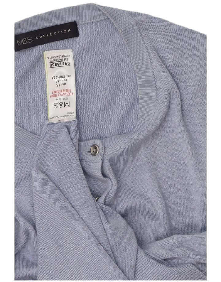 MARKS & SPENCER Camisola Cardigan Oversized Feminina Reino Unido 18 XL Azul Viscose