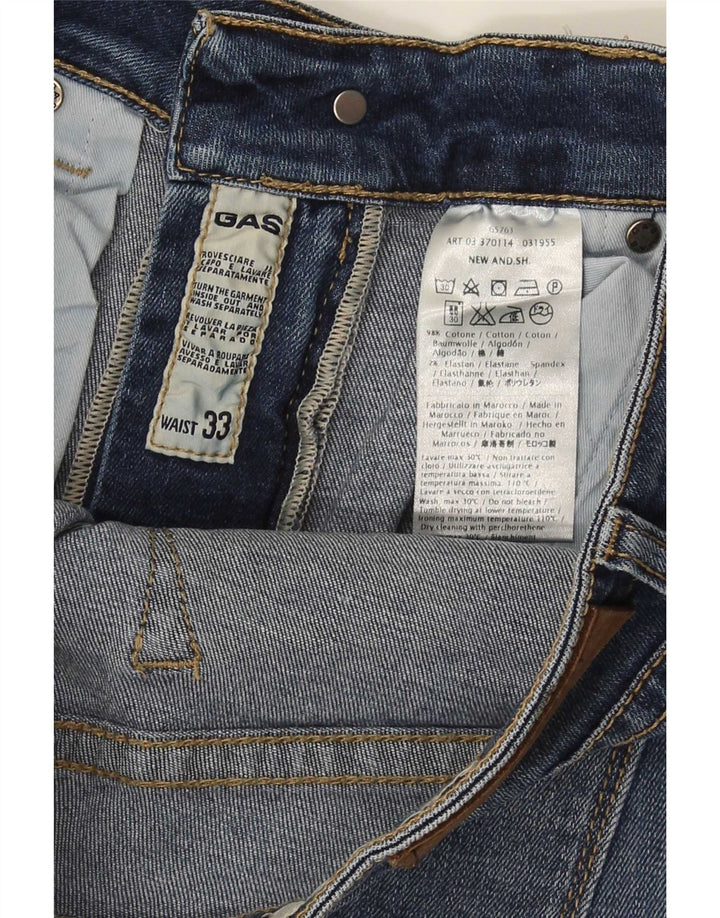 Shorts jeans masculino Gas W33 algodão azul médio