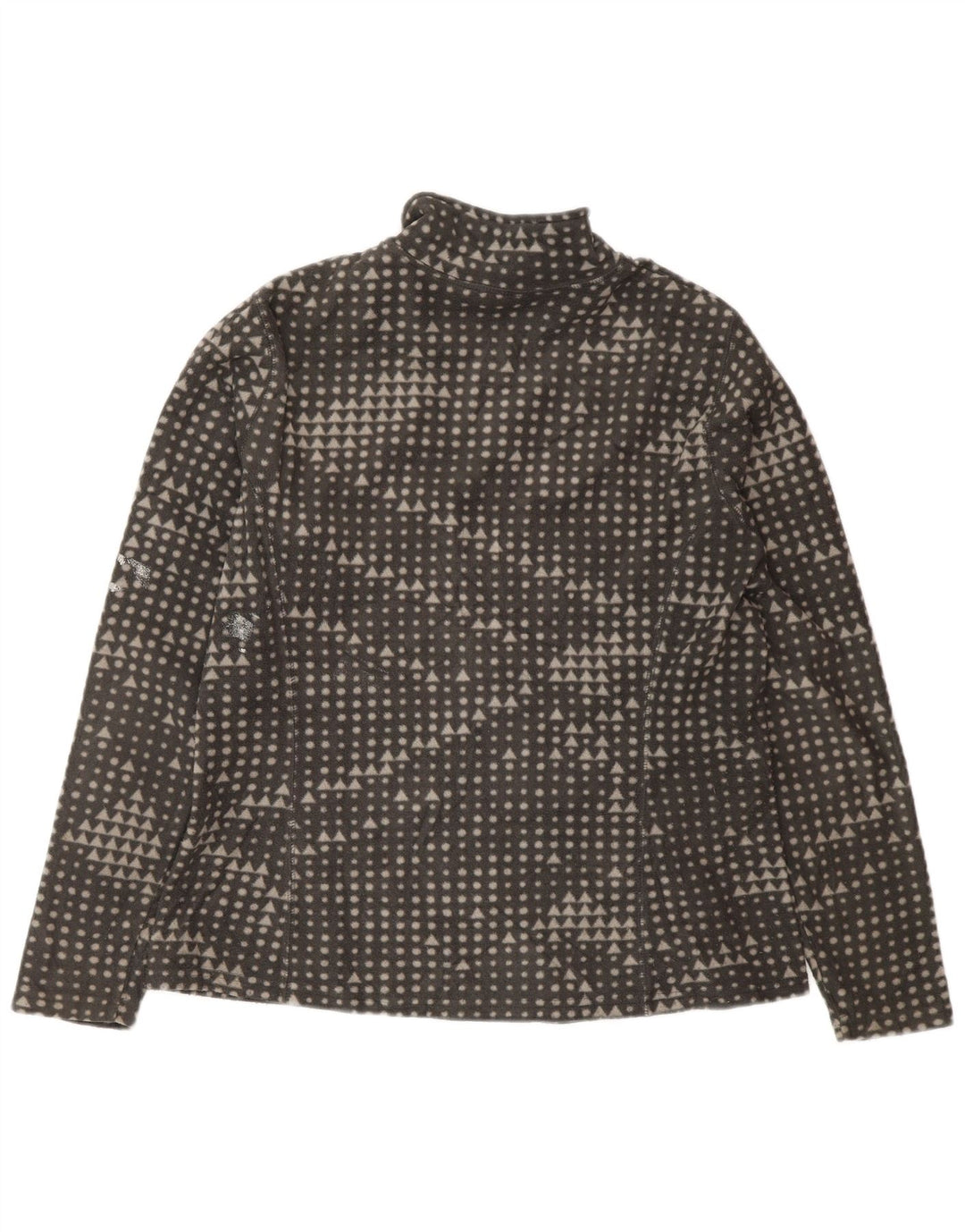 Jaqueta de lã feminina Eddie Bauer UK 14 poliéster geométrico cinza médio