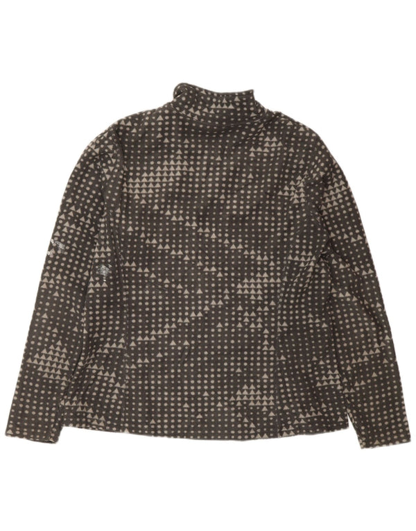 Jaqueta de lã feminina Eddie Bauer UK 14 poliéster geométrico cinza médio