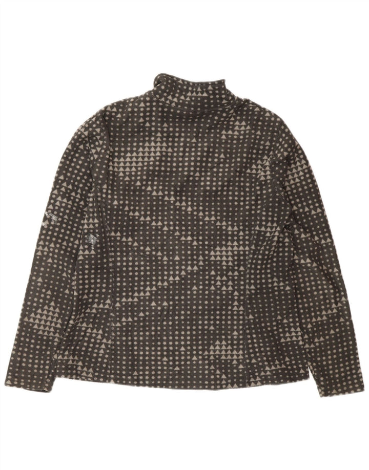 Jaqueta de lã feminina Eddie Bauer UK 14 poliéster geométrico cinza médio