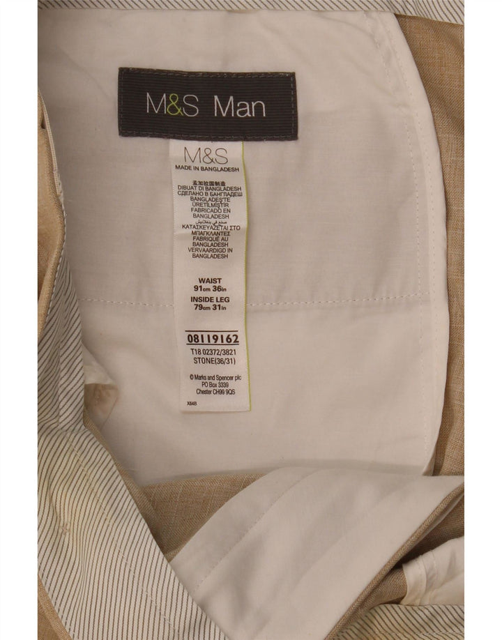 Calça masculina de terno reto MARKS & SPENCER W36 L31 poliéster bege