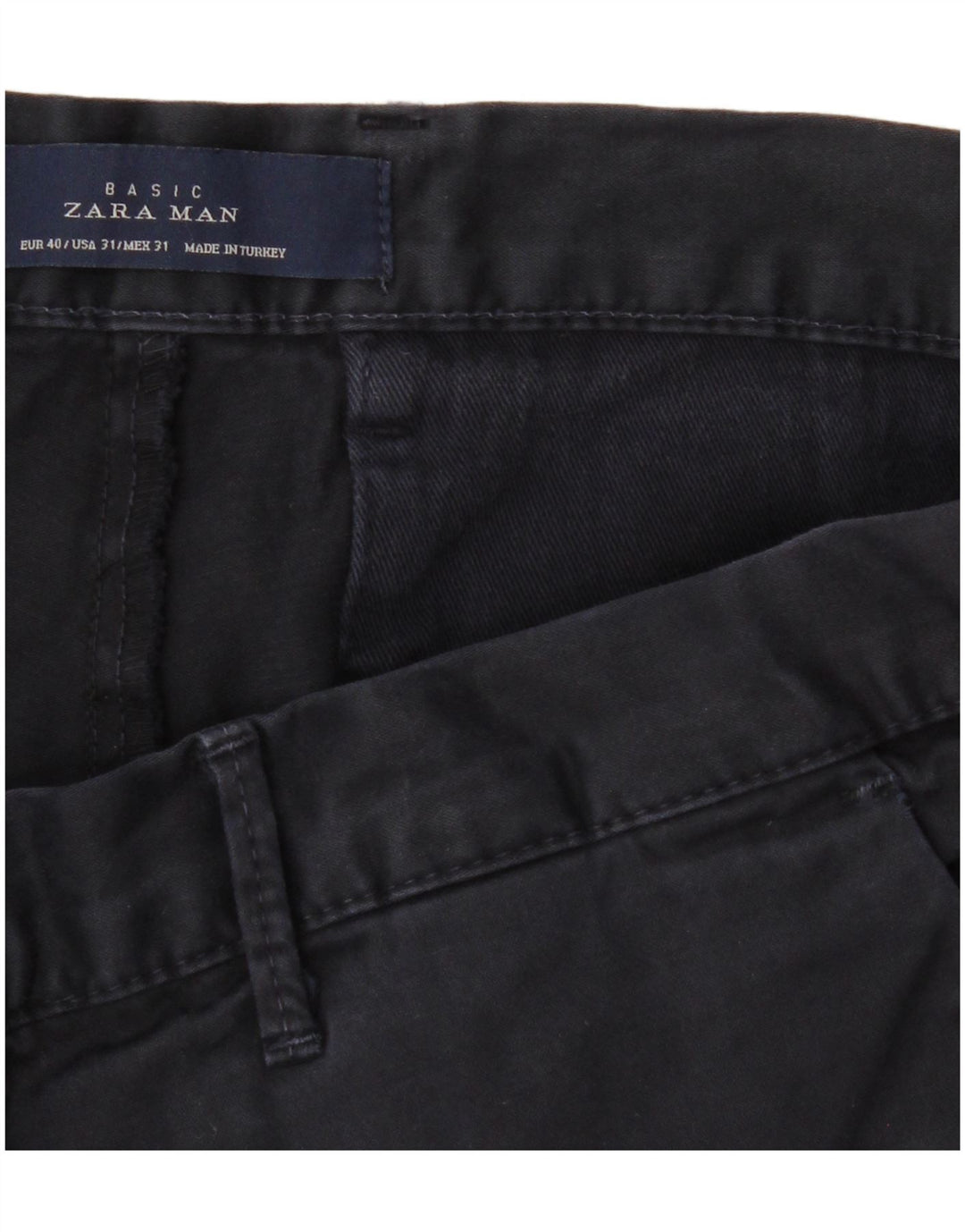 ZARA Mens Slim Chino Calças EU 40 Médio W31 L32 Azul Marinho