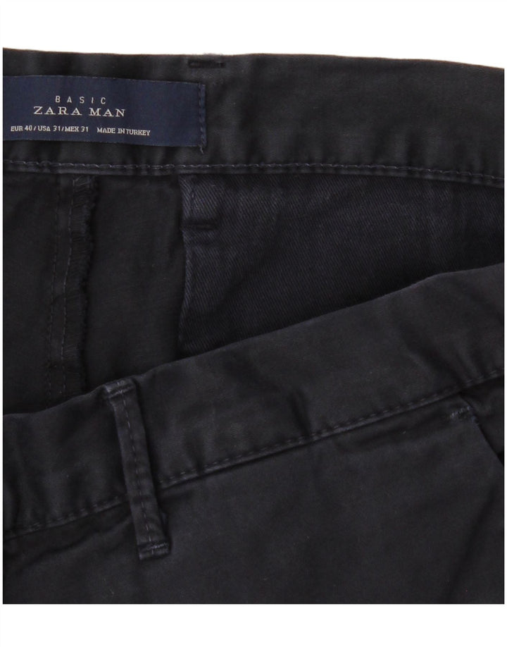 ZARA Mens Slim Chino Calças EU 40 Médio W31 L32 Azul Marinho