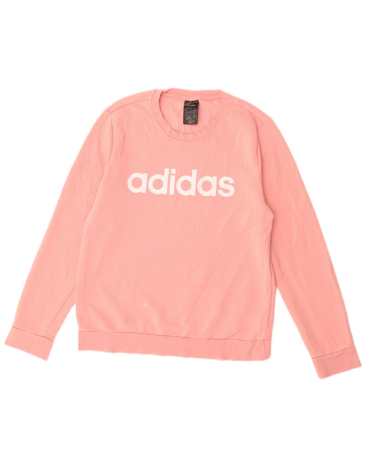 Adidas feminino gráfico moletom jumper reino unido 12/14 médio rosa algodão