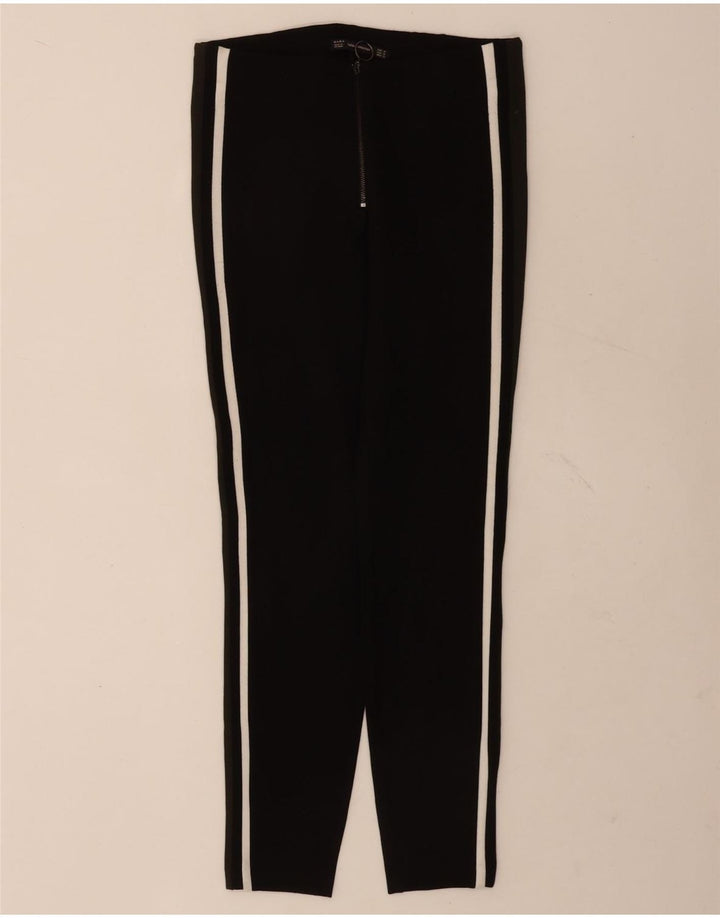 Calça de treino feminina Zara UK 12 médio preto colorblock viscose