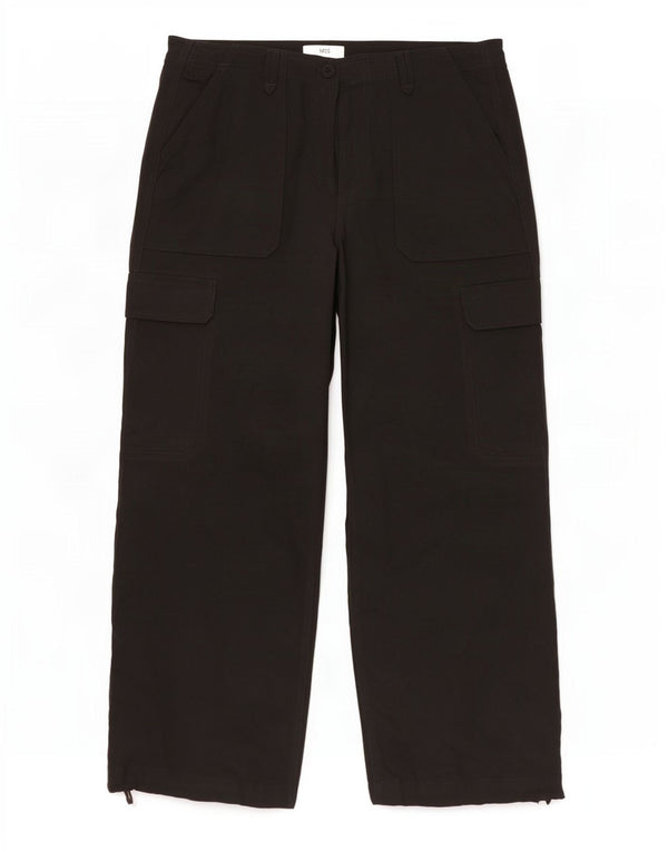 Calça cargo feminina Marks & Spencer com perna larga Reino Unido 14 grande W32 L28 preta