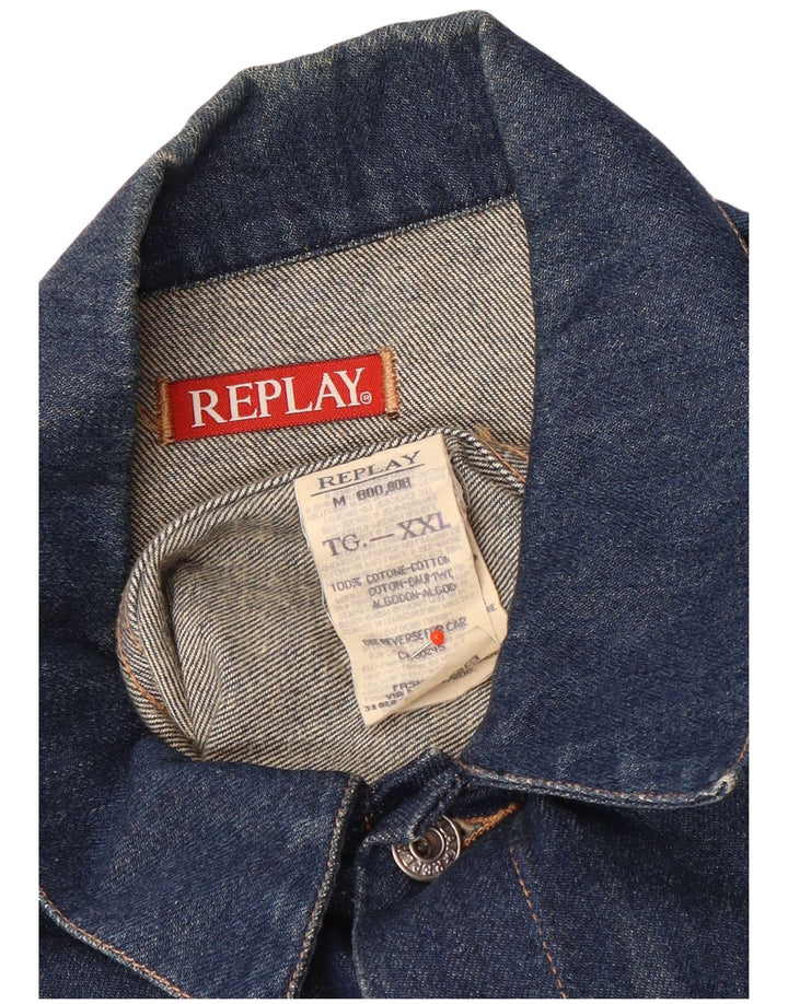 Jaqueta jeans masculina Replay UK 44 2XL algodão azul marinho