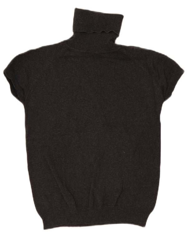 Suéter feminino Zara de manga curta com gola redonda Reino Unido 12 cinza médio manchado