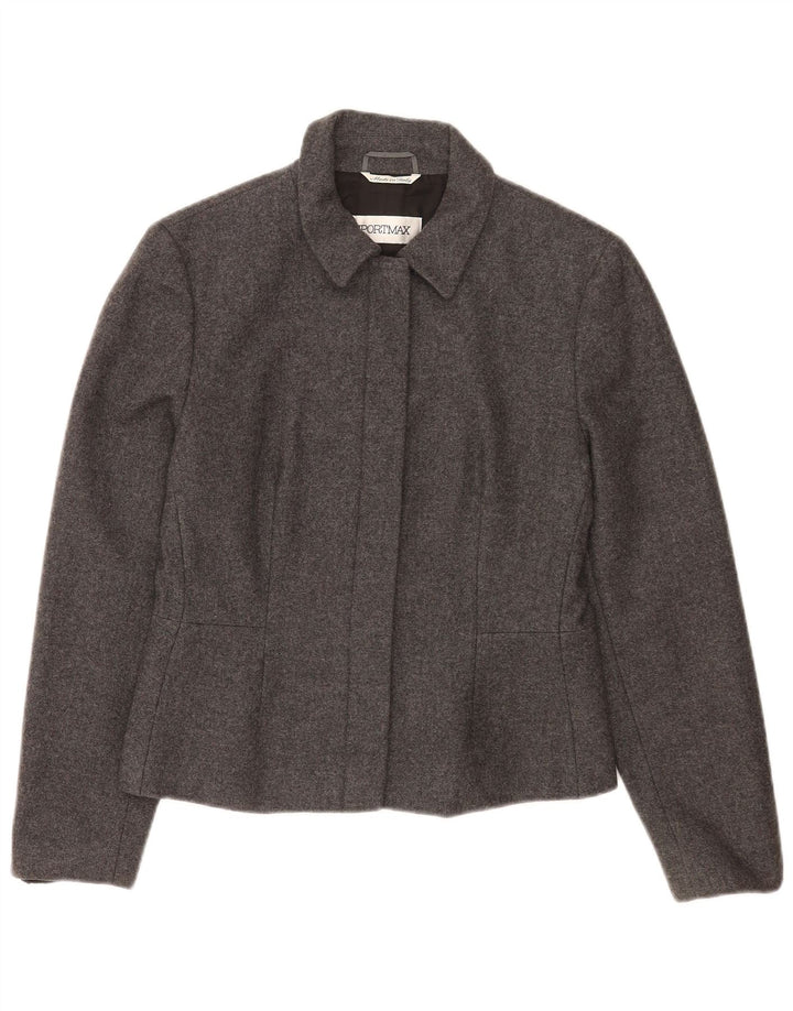 Jaqueta Blazer Feminina Sportmax Reino Unido 12 Lã Cinza Médio Clássico