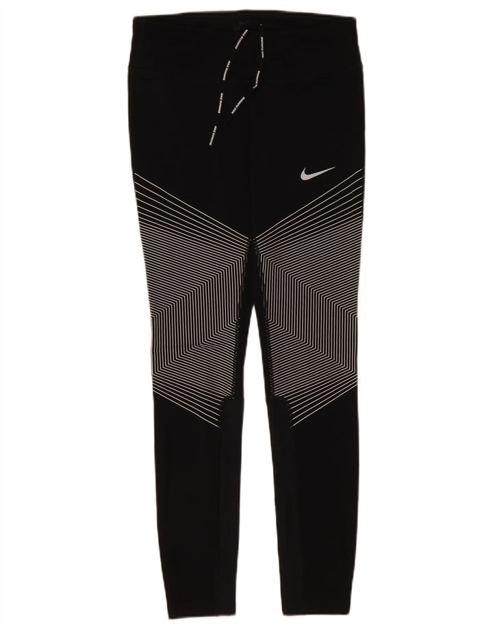Leggings Nike Dri Fit Femininas UK 10 Pequenas Riscas Pretas Poliéster