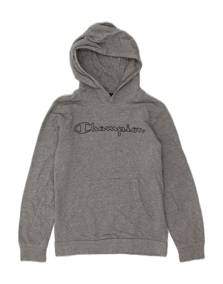 CHAMPION Boys Graphic Hoodie Jumper 11-12 Years Large Green Flecked Cotton Vintage Champion and Second-Hand Champion from Messina Hembry 