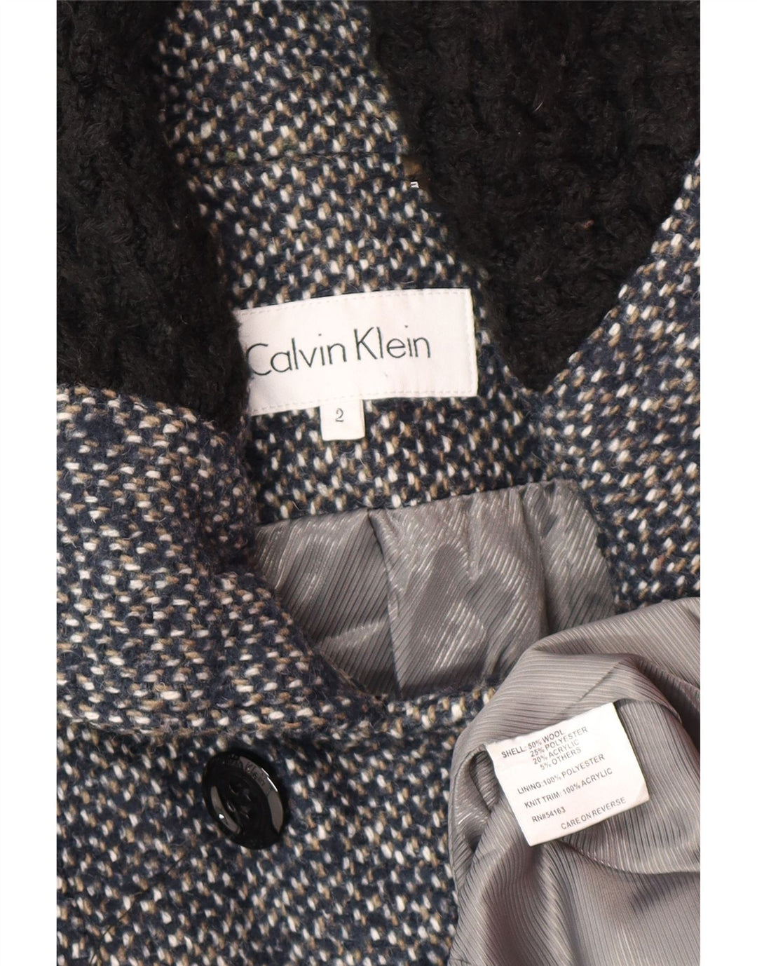 Casaco trench feminino Calvin Klein US 2 XS azul marinho lã