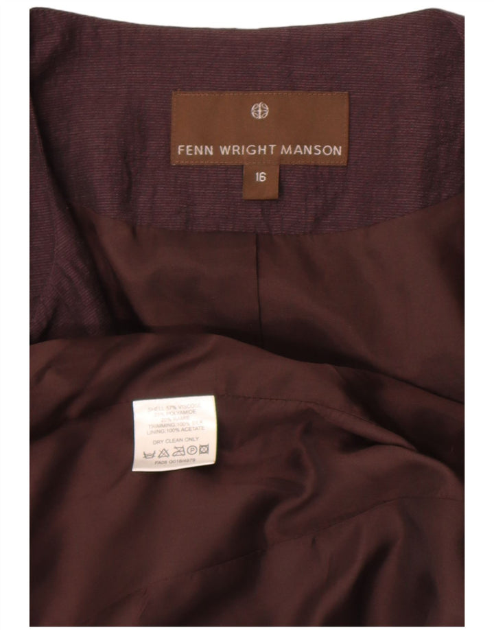 Jaqueta blazer feminina Fenn Wright Manson manga 3/4 Reino Unido 16 grande roxo