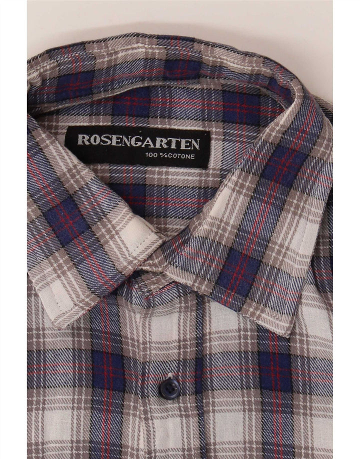 Camisa masculina de flanela Rosengarten de algodão xadrez azul médio