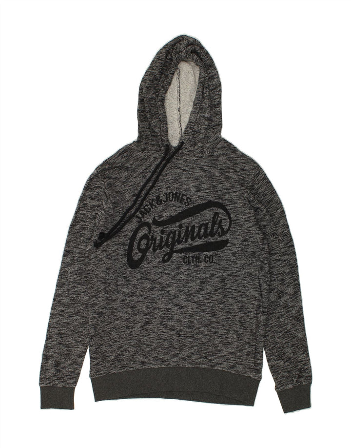 JACK & JONES Mens Graphic Hoodie Jumper Large Grey Flecked Cotton | Vintage Jack & Jones | Thrift | Second-Hand Jack & Jones | Used Clothing | Messina Hembry 