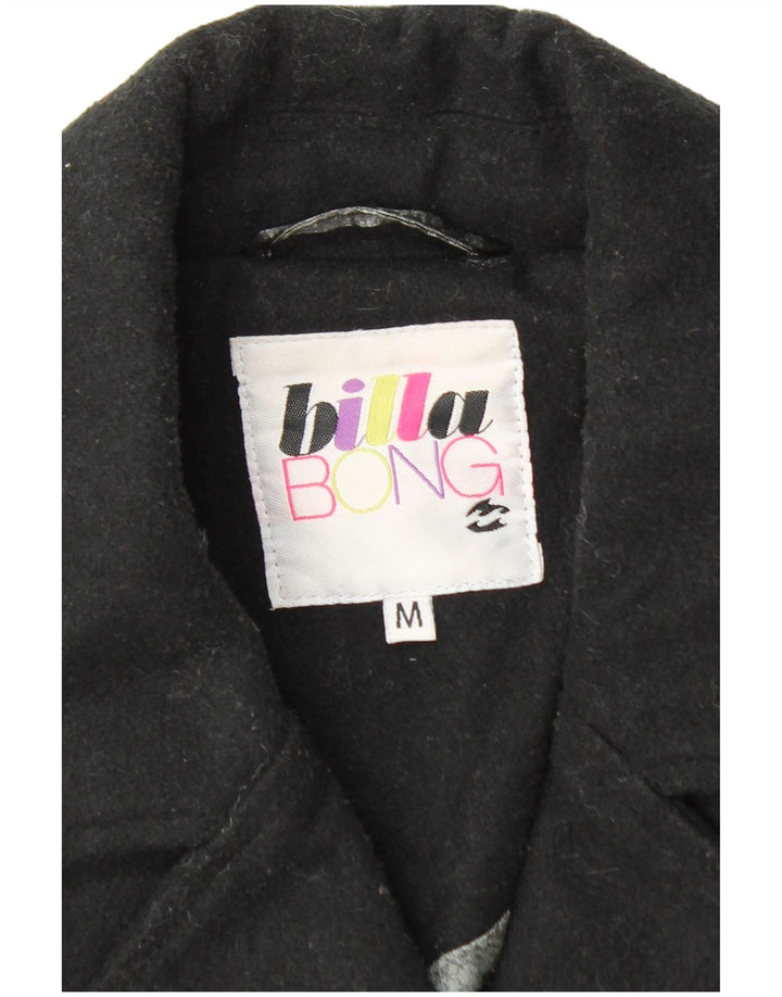 BILLABONG Pea Coat feminino UK 12 poliéster preto médio