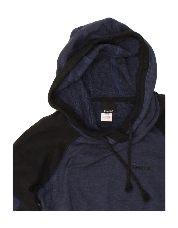 REEBOK Womens Hoodie Jumper UK 10 Small Navy Blue Cotton Vintage Reebok and Second-Hand Reebok from Messina Hembry 