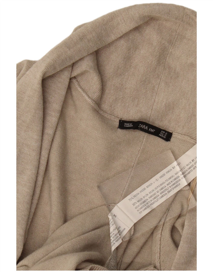 Suéter cardigã aberto feminino Zara UK 10 pequeno bege viscose