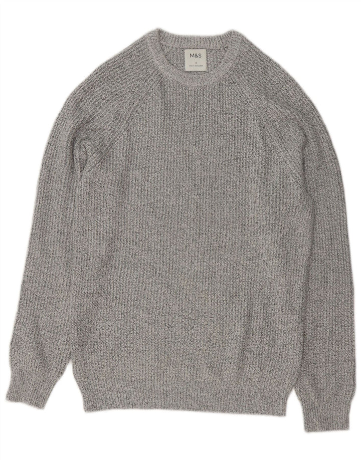 Suéter masculino Marks & Spencer com gola redonda, pequeno cinza poliamida