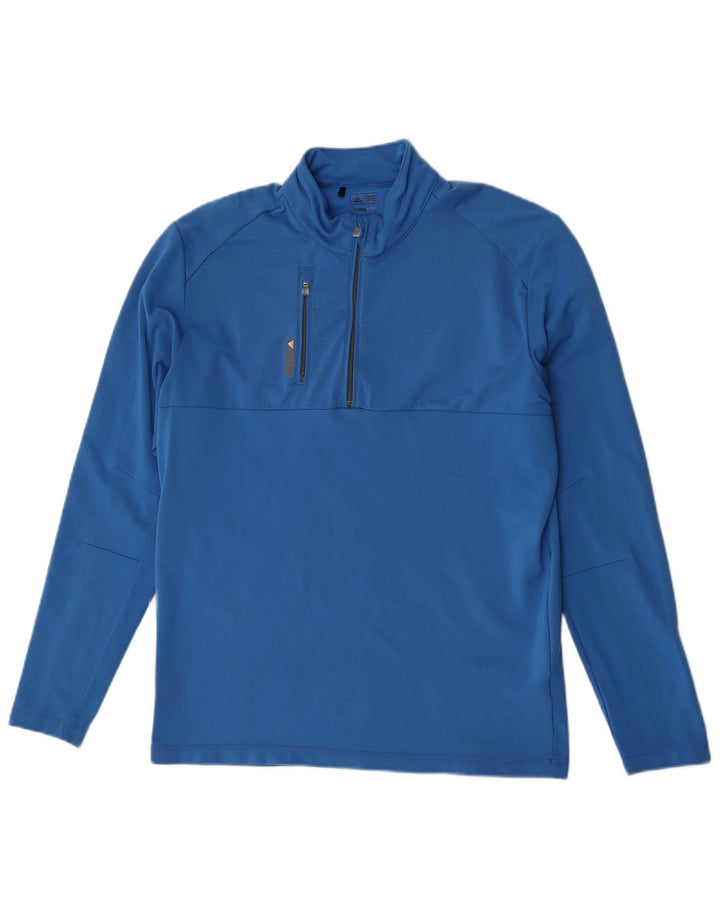 Adidas Mens Climalite Zip Neck Pullover Treino Top Médio Azul Poliéster