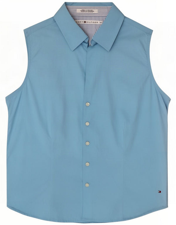 Tommy Hilfiger Womens Sleeveless Shirt US 16 2XL Blue Cotton