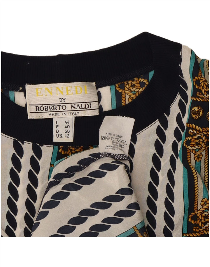 Blusa feminina ENNEDI UK 12 acetato listrado branco médio