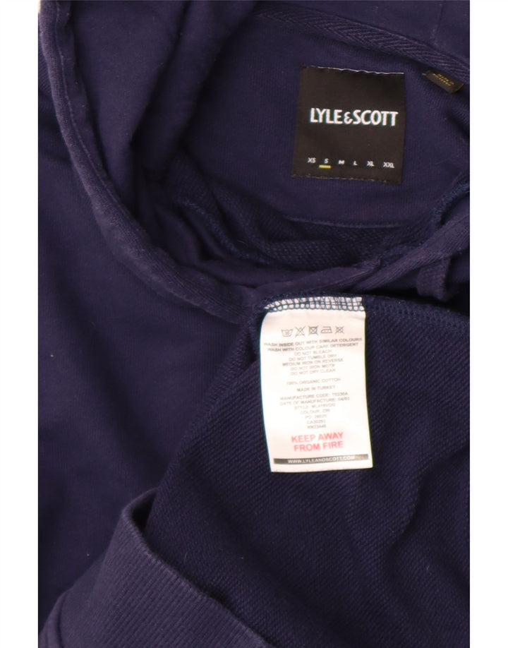 Lyle & Scott moletom com capuz masculino pequeno algodão azul marinho
