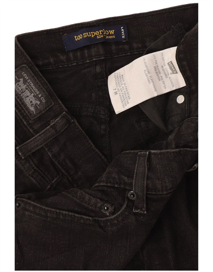 Shorts jeans feminino LEVI'S 524 Super Low EUA 7 médio W30 algodão cinza