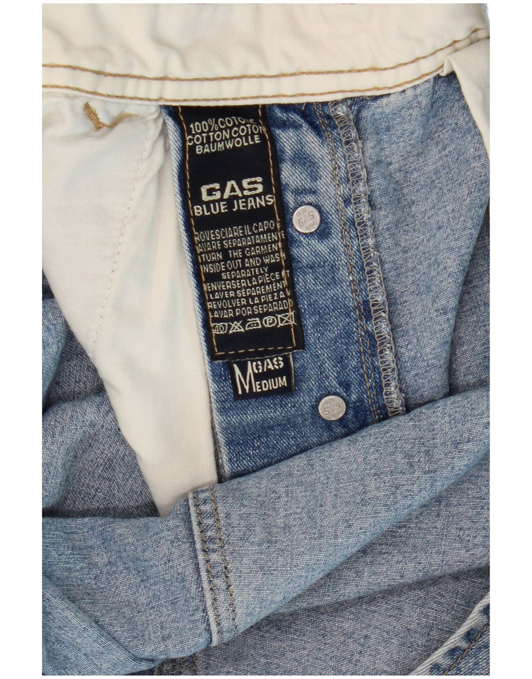 Gas Mens Cargo Macacão Jeans Médio W34 L31 Azul Algodão