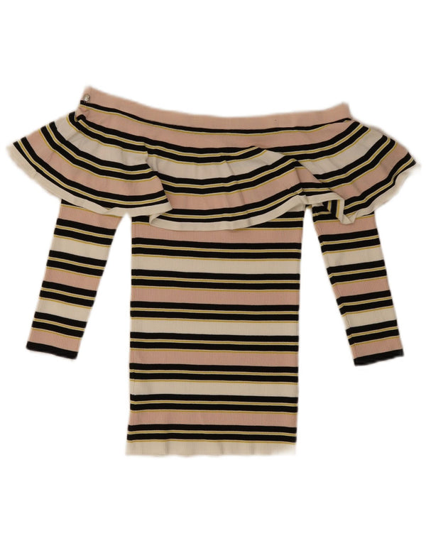 Patrizia Pepe Top feminino sem ombro US 2 XS listrado multicolorido