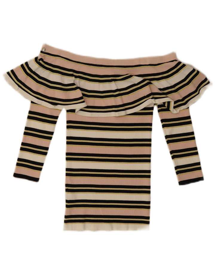 Patrizia Pepe Top feminino sem ombro US 2 XS listrado multicolorido