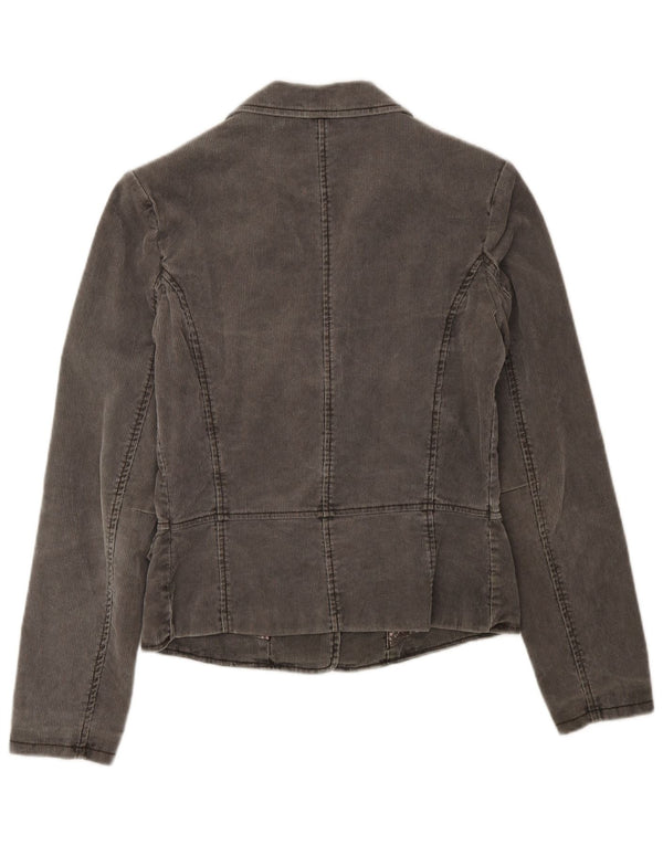 Jaqueta blazer feminina de veludo com 1 botão PEPE Jeans Reino Unido 10 pequena cinza floral