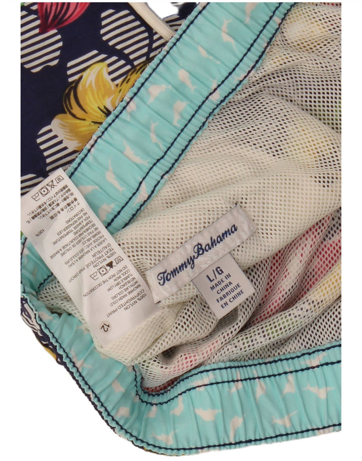 Shorts de natação masculino Tommy Bahama havaiano grande azul marinho floral nylon
