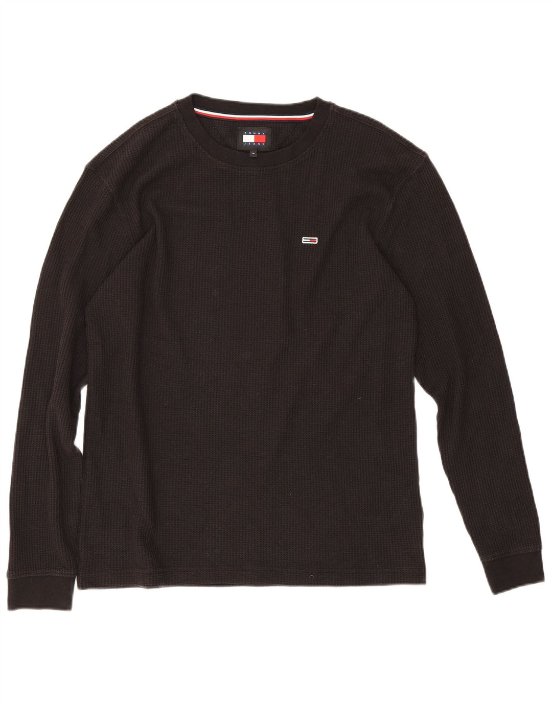 Tommy Hilfiger Top masculino de manga comprida de algodão preto médio