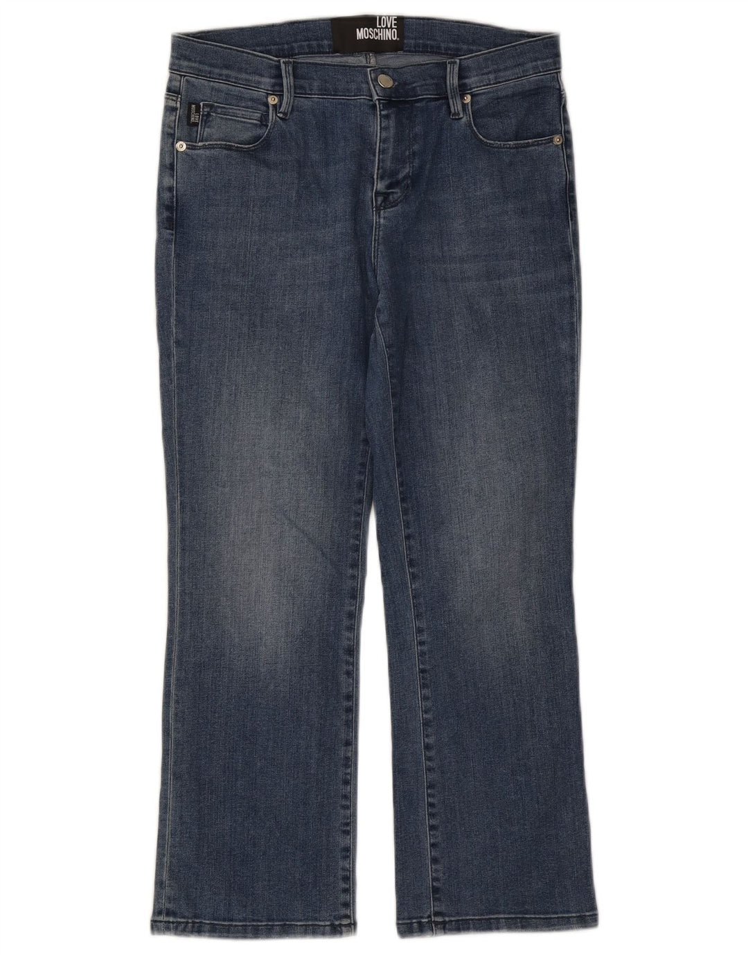 Jeans recortados femininos MOSCHINO W28 L25 algodão azul
