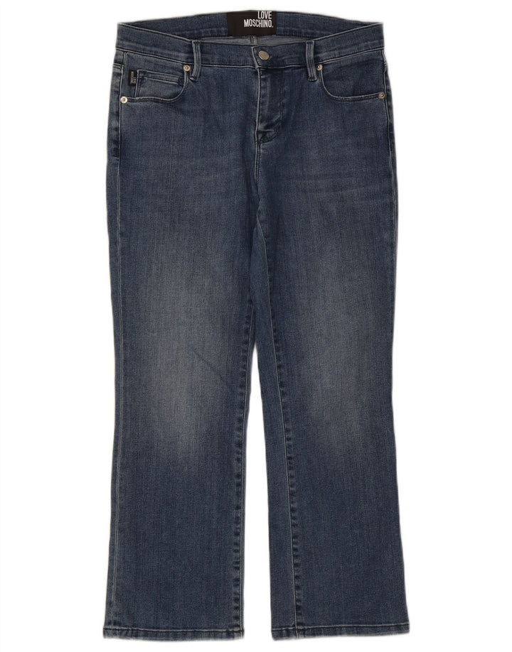 Jeans recortados femininos MOSCHINO W28 L25 algodão azul