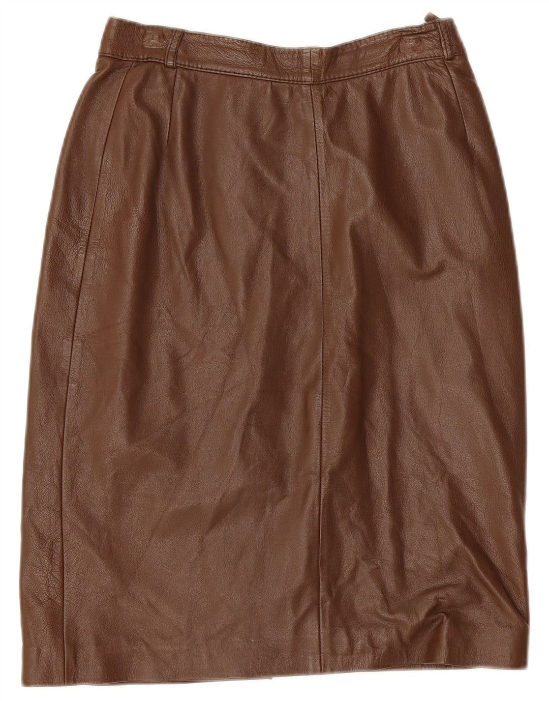 Saia de couro feminina vintage W26 pequena couro marrom
