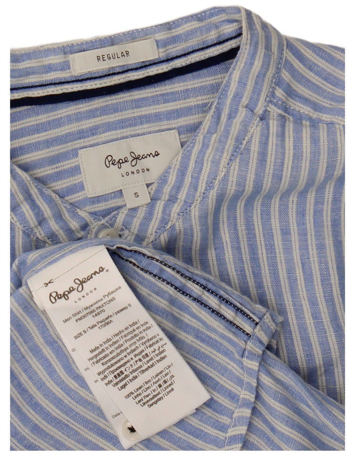 Camisa regular feminina PEPE Jeans UK 10 linho listrado azul pequeno