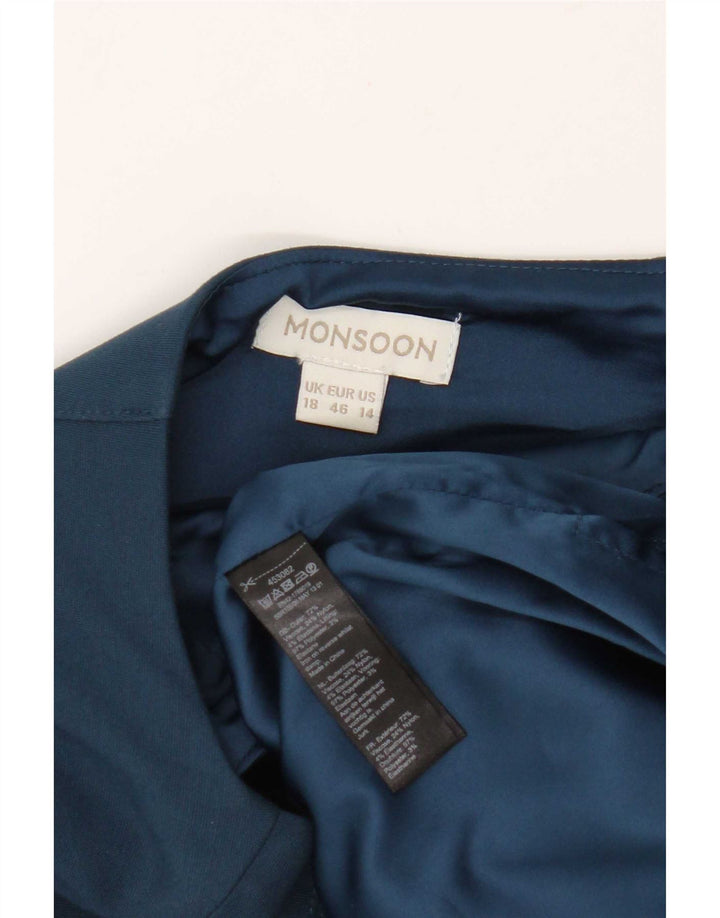 Vestido feminino Monsoon com bainha UK 18 XL azul viscose