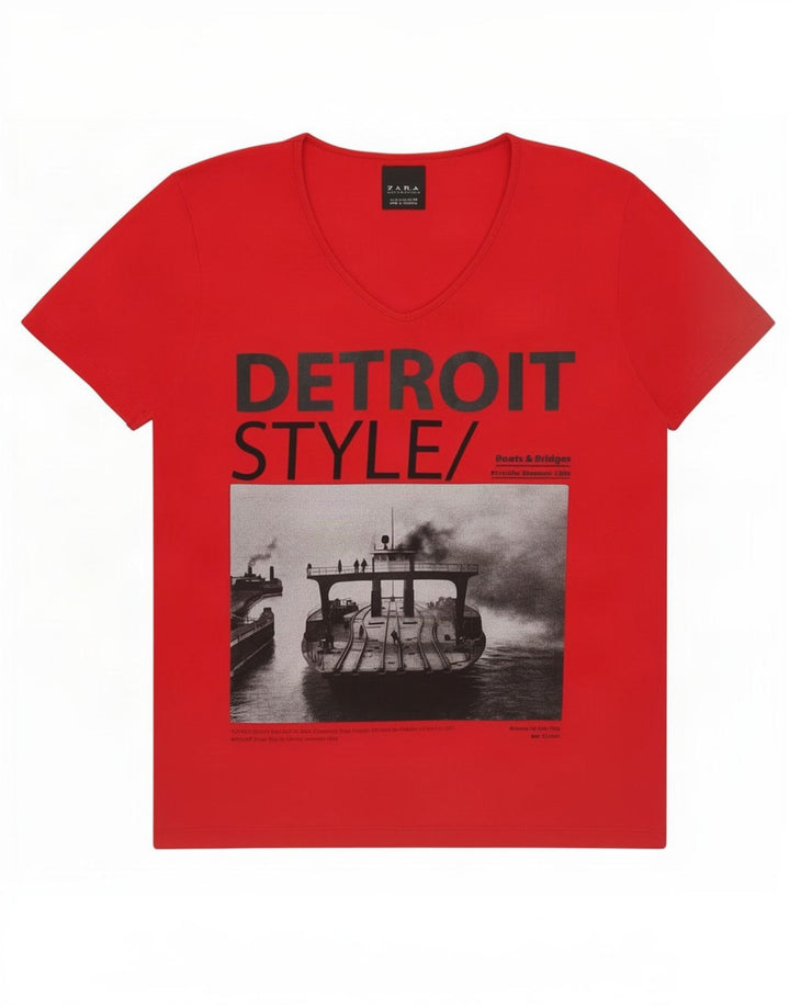Camiseta gráfica masculina Zara Top médio vermelho
