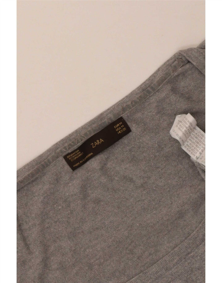 Zara Suéter feminino com gola canoa e gola redonda, Reino Unido 12, médio, cinza rayon