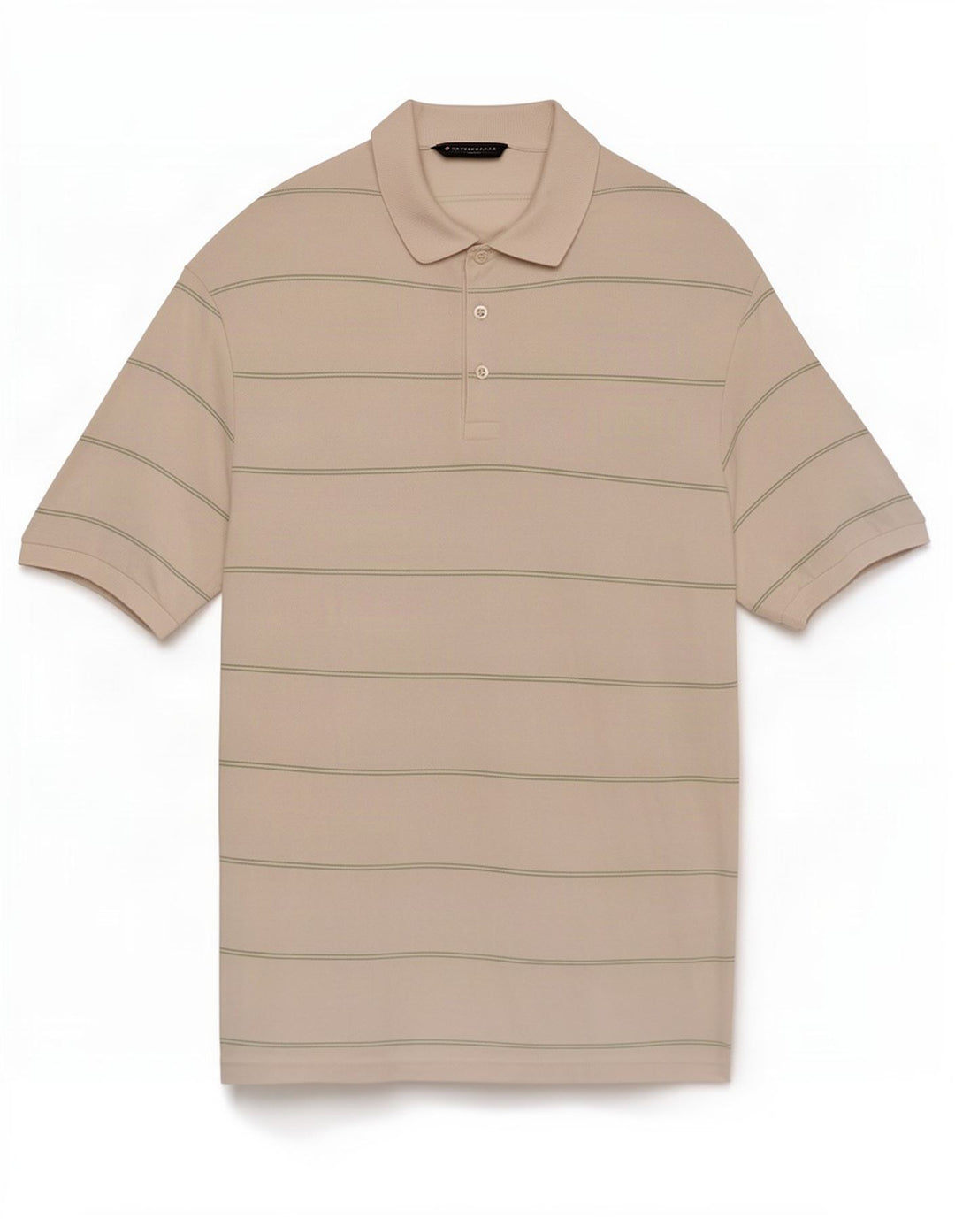 Camisa polo masculina Marks & Spencer de algodão listrado branco médio